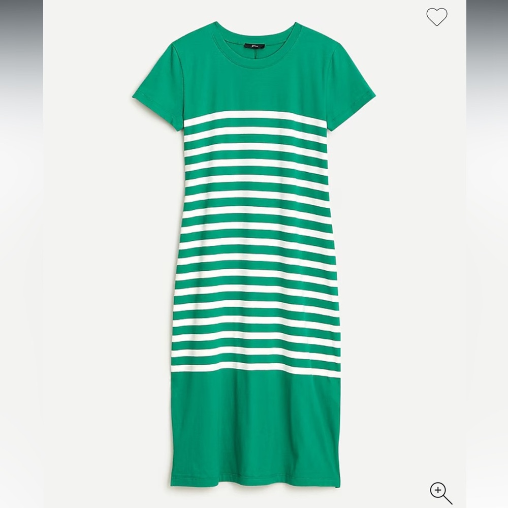 J. Crew Kelly Green and White Striped Midi Tee Dress 100% Cotton Small EUC - Picture 11 of 11